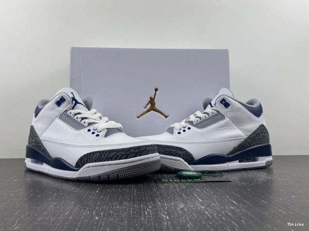 Reps TBK Jordan 3 Midnight Air CT8532-140 Navy 0824